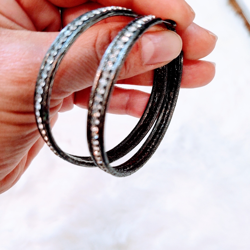 Beautiful rhinestones hoops earrings